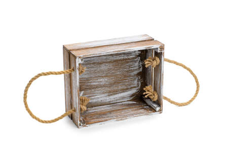 A wooden decorative vintage box lies side by side on a white background. isolated object.の写真素材