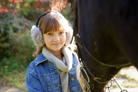 Therapy with horses - hippo therapyの写真素材