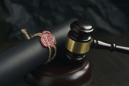 Old notarial wax seal and stamp on judicialの写真素材