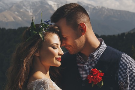 White flowers decorations during outdoor wedding ceremonyの写真素材