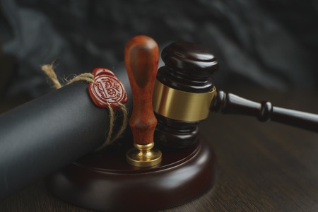 Contract waiting for a notary public sign on desk. Notary publicの写真素材