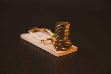 Money in a mousetrap, dollar centの写真素材