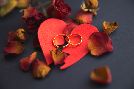 Close-up Of Divorce Concept With Wedding Ring Andの写真素材