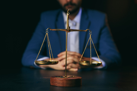 Judge gavel with Justice lawyers, Businessman in suit or lawyer working on a documents. Legal law, advice concept.の写真素材