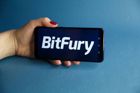 Tula, Russia - JANUARY 29, 2019 The Bitfury Group fintech company website displayed