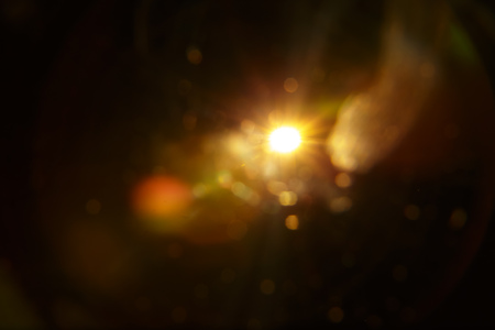 Abstract Natural Sun flare on the black