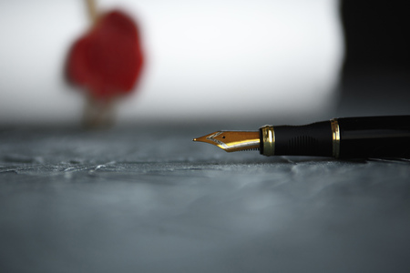 Notarys public pen and stamp on testament and last will. Notary publicの写真素材