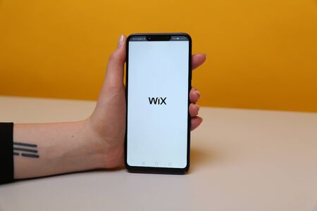 Tula, Russia - May 12 , 2019: Wix on phone display.