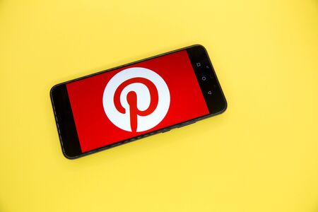 Tula, Russia - JANUARY 29, 2019: Internet service Pinterest on the screen. Pinterest is an online...