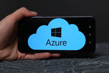 Tula, Russia - May 12 , 2019: Azure on phone display.