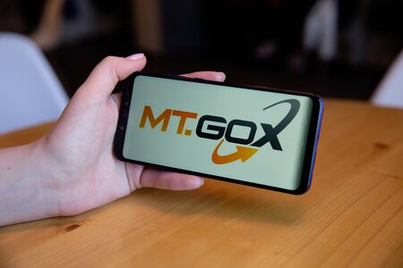 Tula, Russia - March 25, 2019: MT.GOX on phone display.のeditorial素材