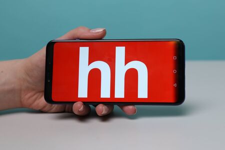 Tula, Russia - May 12 , 2019: hh on phone display.のeditorial素材