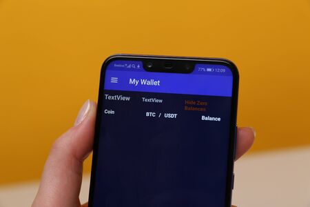 Tula, Russia - May 12 , 2019: Bittrex on phone display.のeditorial素材
