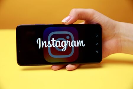 Tula, Russia 17. 06 2019 Instagram on the phone display.のeditorial素材