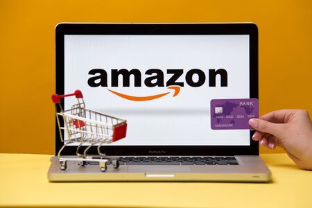 Tula, Russia 17. 06 2019 Amazon on the laptop display.のeditorial素材