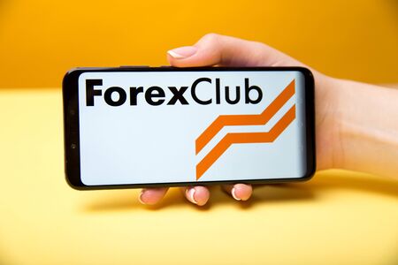 Tula, Russia 17. 06 2019 ForexClub on the phone display.のeditorial素材