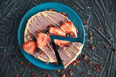Raw healthy vegan cheesecake, homemade with cashew, mint andの写真素材