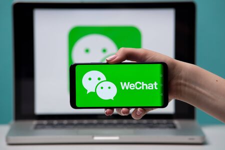 Tula, Russia 17. 06. 2019 WeChat on the laptop display.のeditorial素材