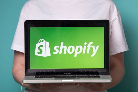 Tula, Russia 17. 06 2019 Shopify on the laptop display.のeditorial素材