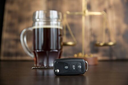 Drinking alcohol on driving abilityの写真素材