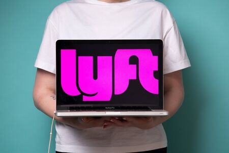 Tula, Russia 17. 06 2019 lyft on the laptop display.のeditorial素材