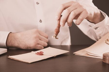 Male lawyer working with contract papers