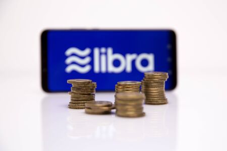 Tula 2.08.2019 Libra Facebook on the phone display.のeditorial素材