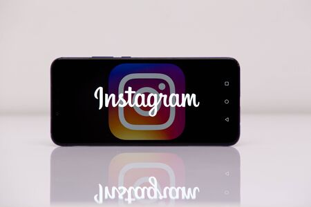 Tula 2.08.2019 Instagram on the phone display.のeditorial素材