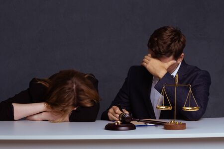 Judge gavel deciding on marriage divorceの写真素材