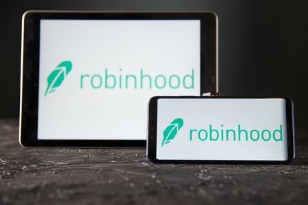 Tula 24 09 2019: robinhood on the tablet and phone display.