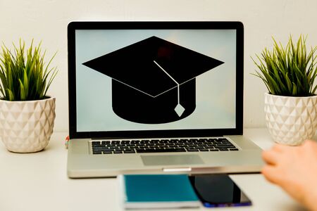 girl reading college or university application or document from school. College acceptance letter or student loan paper. Applicant filling form or planning studies.の写真素材