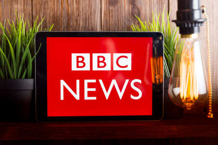 Tula Russia 16.01.20 BBC NEWS on the tablet computer screen isolated
