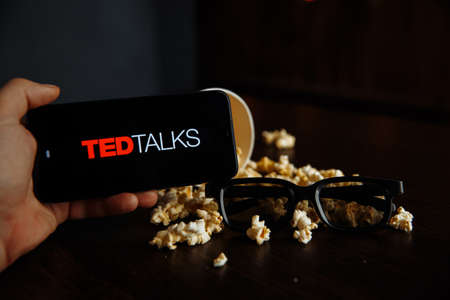 Tula Russia 16.01.20 Ted Talks on the phone screen isolated.のeditorial素材