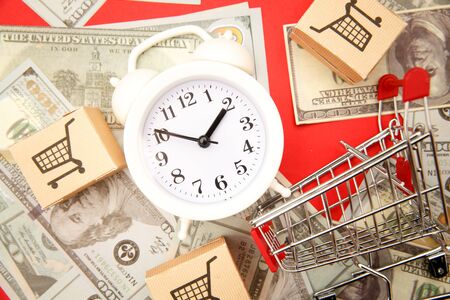 Express delivery in short time concept. Temporary storage, limited offer and discount. Optimization...
