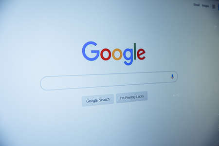Tula, Russia, 04 May 2020: Google search on the screen