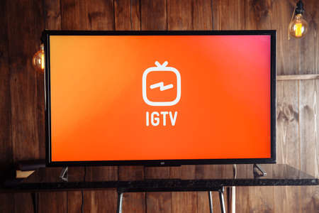 Tula, Russia, 04 May 2020: IGTV on the TV set screen.のeditorial素材