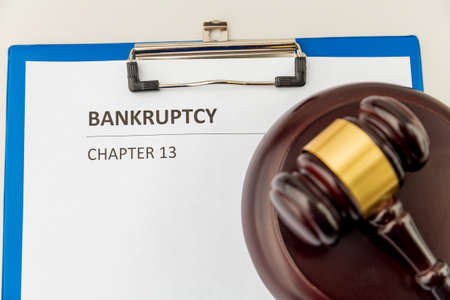 Bankruptcy concept. Document on the tablet.の写真素材