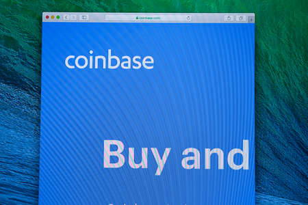Tula, Russia - JANUARY 27, 2019: Coinbase cryptocurrency exchange