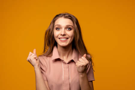 Picture of happy excited girlの写真素材