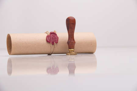Notarys public pen and stamp on testament and last will. Notary publicの写真素材
