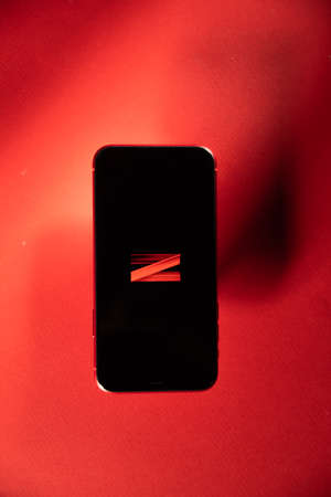 Tula, Russia - March 02, 2021: Netflix logo on iPhone displayのeditorial素材