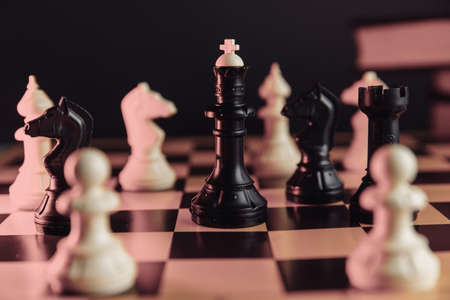 Chess figures on the chessboardの写真素材