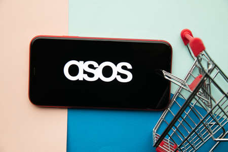 Tula, Russia - September 07, 2021: ASOS logo on iPhone displayのeditorial素材