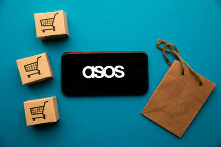 Tula, Russia - September 07, 2021: ASOS logo on iPhone displayのeditorial素材