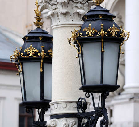 Vintage lanterns on the streets of Lviv, Ukraineの写真素材