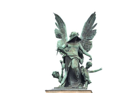 Bronze symbolic sculpture "Comedy and drama". Solomiya Krushelnytska Lviv State Academic Opera and Ballet Theatre (1897 - 1900). Theatre was built in Viennese neo-Renaissance style. Ukraine.のeditorial素材