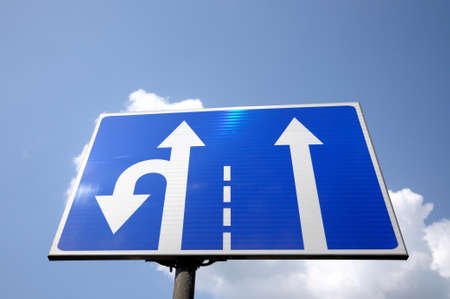 Pointer direction of travel on the roadの写真素材