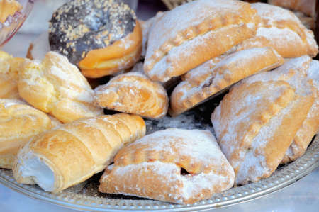 Homemade cookies on a metal plateの写真素材