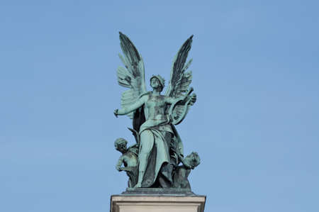 Bronze symbolic sculpture "Music". Solomiya Krushelnytska Lviv State Academic Opera and Ballet Theatre (1897 - 1900). Theatre was built in Viennese neo-Renaissance style. Ukraine.のeditorial素材
