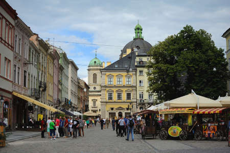LVIV, UKRAINE - Jun 18, 2015:  View of a central square of Lviv "Market Square"のeditorial素材